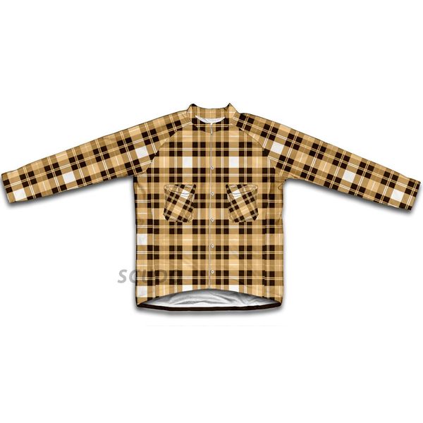 ScudoPro Yellow Plaid Shirt Long Sleeve Cycling Jersey for Men - Size 2XL