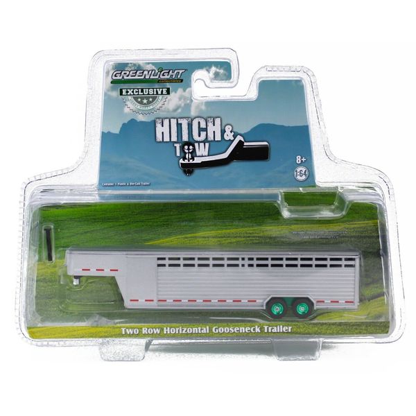 1:64 GreenLight *ALUMINUM* Divided Two Row Side LIVESTOCK TRAILER GREEN MACHINE