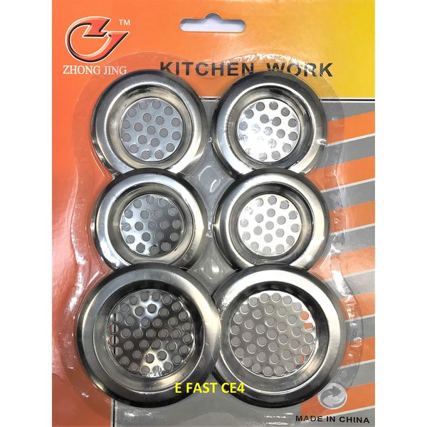 6 Pack Stainless Steel Sink Strainer, Standard Strainer Drain Protector from Clog Sink Strainer for Kitchen and Bathroom Hair Stopper for Bathtub