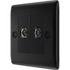 British General NFB66 Nexus Metal Diplex TV/FM Socket - Black Insert -Matt Black