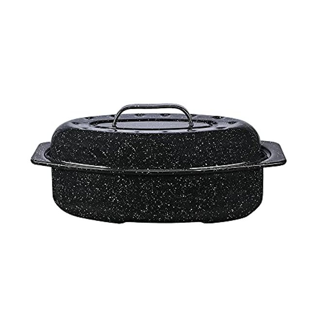 Granite Ware 3 Piece Multiuse Set (Speckled Black) Enamelware Bake, Broiler  Pan and Grill - With Rack . Suitable for Oven, direct on Fire. 