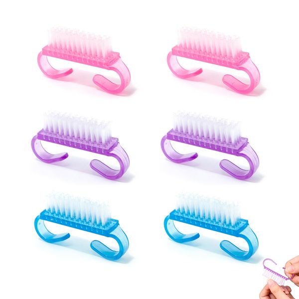 6Pcs Ergonomic Handle Nail Cleaning Brush Comfortable Plastic Handle Scrubbing Nail Brush Eco Friendly Fingernail Brush for Hand Toes Nail Home