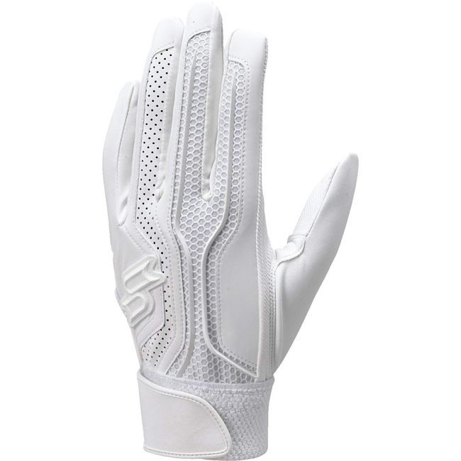 SSK EBG3002W Baseball Batting Gloves, For High School Baseball, Both Hands, White M