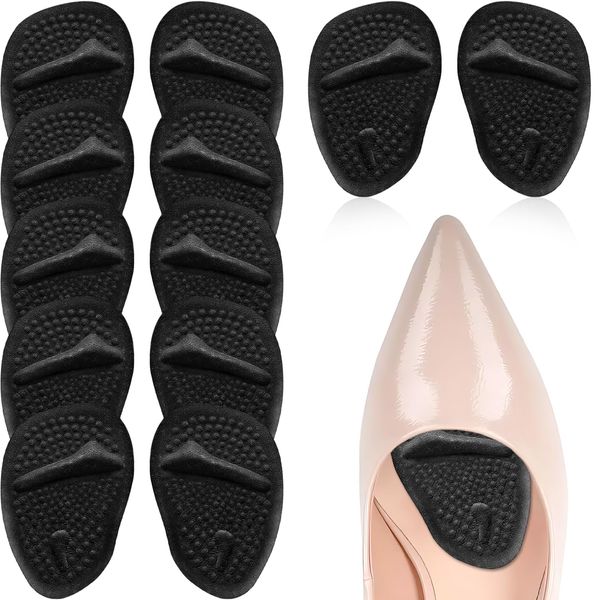 6 Pairs Metatarsal Pads for Women,Ball of Foot Cushions Pads High Heel Cushion Pads Gel Heel Pads Foot Pain Relief for Women Gel Adhesive Forefoot Support High Heels Inserts,One Size Unisex (Black)