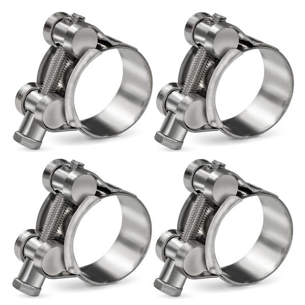 PEROMI 4 Pack 26-28mm T-Bolt Hose Clamp,Stainless Steel_304Intercooler Pipe Tube Clamps,Turbo Pipe Clamps,Clamp Adjustable Range 1.02"-1.1” Silver