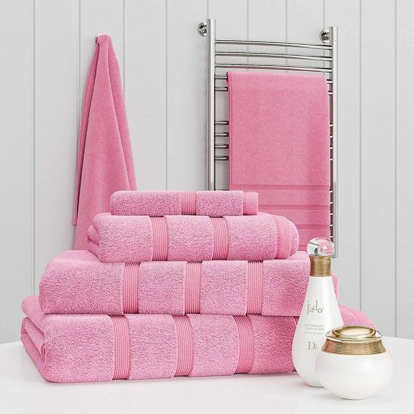 Z Fashion Luxury Towel Set 100% Cotton 2 Piece Towel Set Hand Towel Bath Towel Bale 500 GSM Bathroom towels 2 Piece Sets. (Pink)