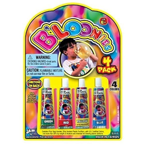 JA-RU B'loonies Plastic Balloons Variety 4 (4 Tubes in 1 Pack) Great Original Bloonies Bubble Making Toy Classic Retro Toys FOK Kids and Adults. Fidget Toy Party Favor for Kids Birthdays. 771-1C