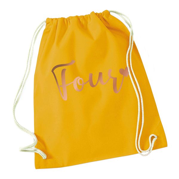 Flox Creative Mustard Drawstring Bag Four Rose Gold