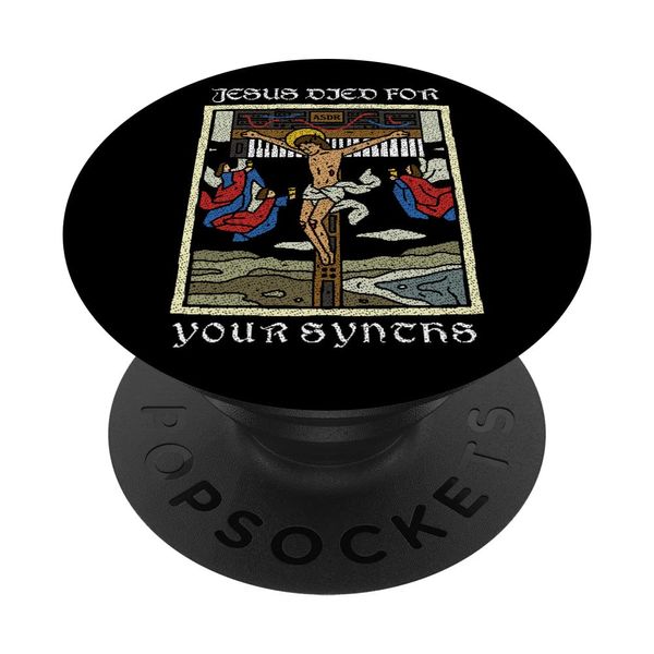 Synthesizer Jesus Died For Your Synths Analog Nerd PopSockets Swappable PopGrip