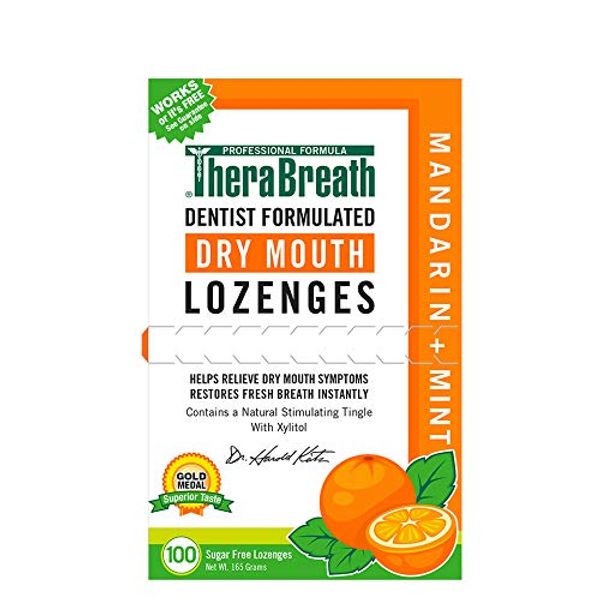 TheraBreath Dry Mouth ZINC Lozenges, Mandarin Mint Flavor, 100 Lozenges