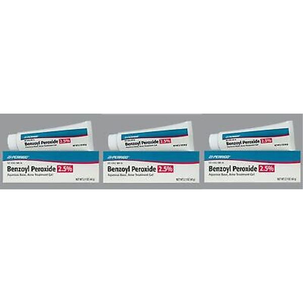 Perrigo Benzoyl Peroxide 2.5% Topical Gel 60gm (3 Pack)