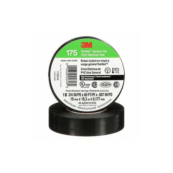 3M 3M TEMFLEX Vinyl Electrical Tape 175, (00076308926182)