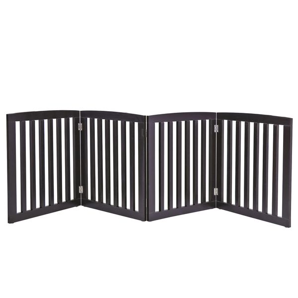 Wooden FreeStanding Pet Gate 24"4 Panels Dog Crate Fence Barrier Indoor Espresso