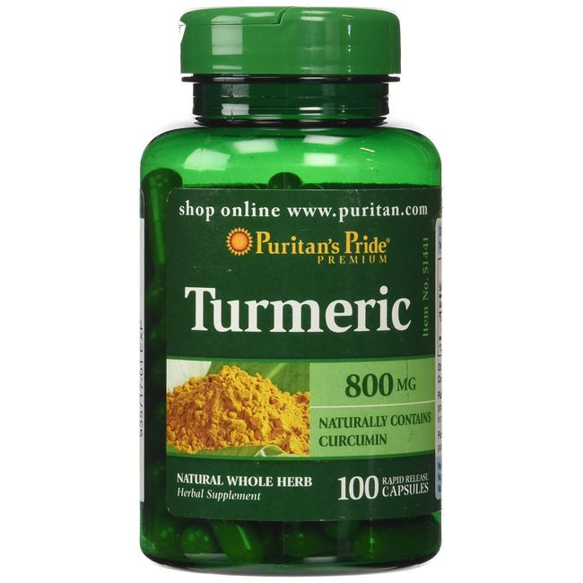 Puritan's Pride Turmeric, Supports Antioxidant Health, 800mg Capsules, 100 Count