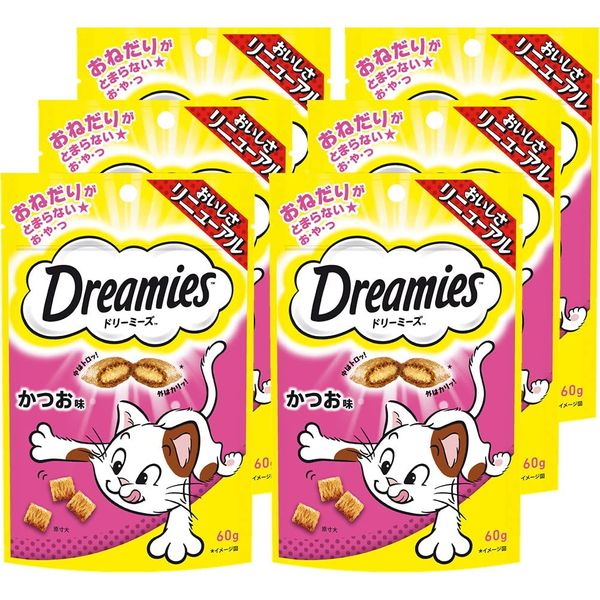 Dreamies Cat Snack, Bonito Flavor, 2.1 oz (60 g) x 6 (Bulk Purchase)