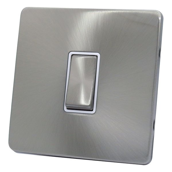 Discount Electrix 1 Gang 2 Way 10 Amp Light Switch Satin Chrome Screwless Flat Plate Design with White Insert