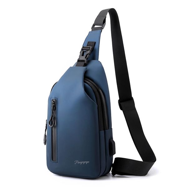 Pangogogo Wasserfest Crossbody Bag Herren|Leichte Kratzfeste Umhängetasche Herren Klein|Multi-Compartment Sicherheitstasche Reise für Radfahren, Wandern und Kurztrips (No hole, Blue)