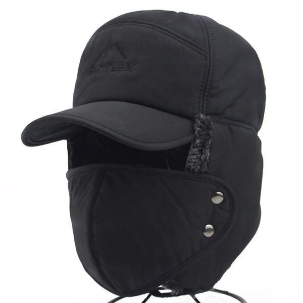 Winter Trapper Hat for Men Ushanka Russian Ski Hunting Cap Baseball Hat with Earflaps Windproof Mask Balaclava Women Warm Fur Snow Hat