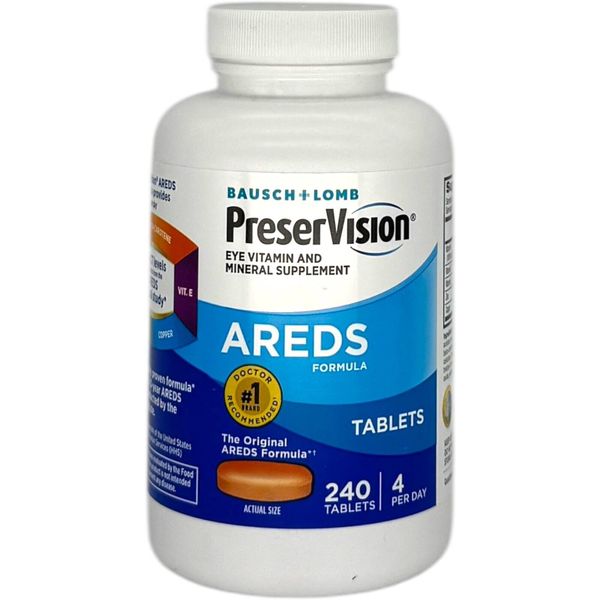 Bausch & Lomb PreserVision AREDS Eye Vitamin Mineral Supplement 240 Tablet 2/25