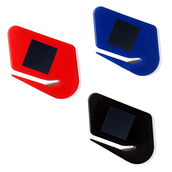 Magnetic Letter Opener Envelope Slitter Plastic Razor Blade Paper Knife,3 Pack (red,Blue,Black)