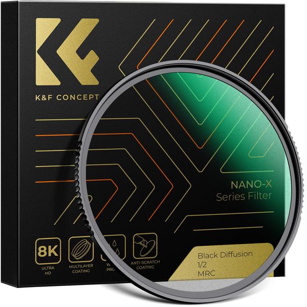 K&F Concept 49mm Black Diffusion 1/2 Filter Soft Glow Diffuser Cine Effect Lens Filters Wateproof (Nano-X Series)