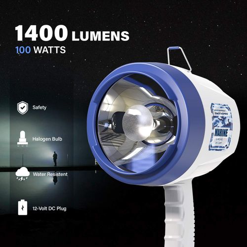 GOODSMANN Marine Spotlight Corded Handheld Corded Spot Lights for Boats 12 Volt DC GLARE-FREE Halogen Spotlight 9924-H202-01