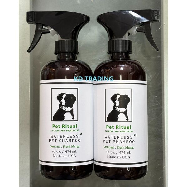 (2-Pk) PET RITUAL ~ Calming Nourishing WATERLESS PET SHAMPOO Oatmeal Fresh Mango