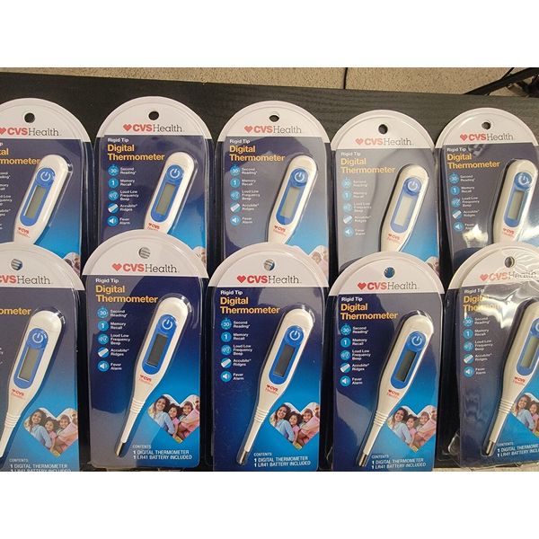 Case of 10 CVS Health Rigid Tip Digital Thermometer w/Battery