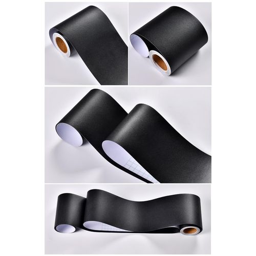 VisitRyl Wallpaper Border Self-Adhesive for Sticking for Living Room Kitchen Bathroom Removable Waterproof Floor Strip PVC Decorative Border Black Matt 10 cm x 500 cm