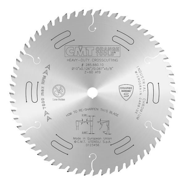 CMT Orange Chrome 10” Crosscutting Blade, 60 Teeth, 285.660.10