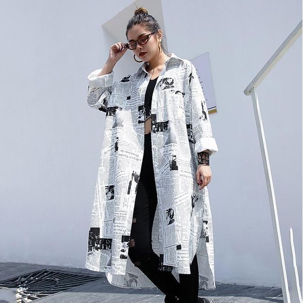 Toriko Newspaper Print Shirt Dress - One Size