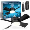 Bell + Howell Black Socket Fan Ceiling Fan with Warm Light and Remote Control