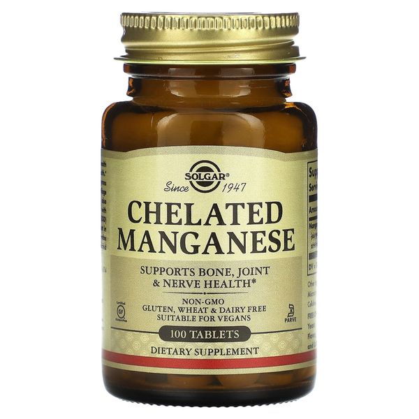 Chelated Manganese, 8 mg, 100 Tablets