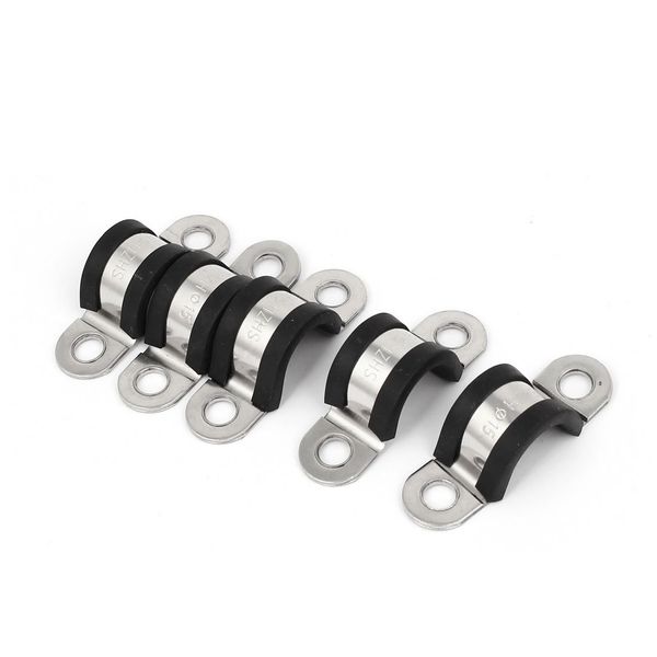 sourcingmap 15mm U Clips EPDM Rubber Lined Mounting Brackets Clamps 5 Pcs
