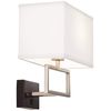 Possini Euro Design Trixie Modern Indoor Wall Lamp Brushed Nickel Silver Matte Black Plug-in Light Fixture Rectangular Fabric Shade for Bedroom Bedside House Reading Living Room Home Hallway Dining