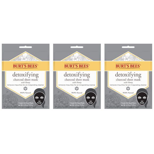 Burt's Bees Detoxifying Charcoal Sheet Mask with Honey (LOT of 3)