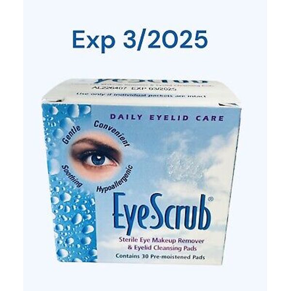 1 x Eye Scrub Sterile Eye Makeup Remover Eyelid Cleansing Pads 30ct Exp 2025