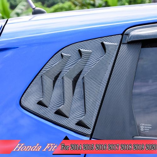 MUXEE 2Pcs Rear Side Window Louvers Air Vent Scoop Shades Cover Blinds Trim for Honda Fit/Jazz 2014 2015 2016 2017 2018 2019 2020 - ABS Carbon Fiber Sport Interior Accessories