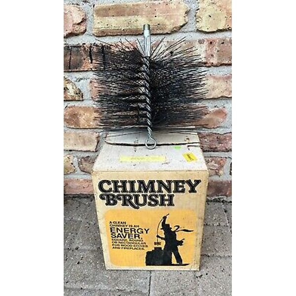 NOS Vintage CHIMNEY BRUSH Square Round Or Rectangle 4 Wood Stoves Fireplaces