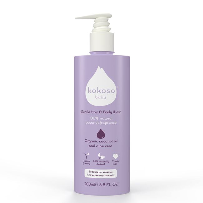 Kokoso Baby Wash and Shampoo - Organic & Natural for Delicate Skin, Scalp and Hair - 100% Natural