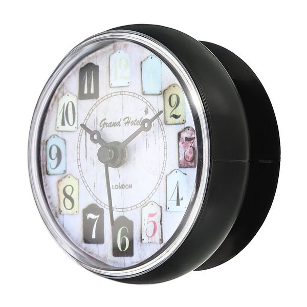 PATIKIL Waterproof Shower Clock, Mini Cute Mirror Wall Clocks with Suction Cup for Bathroom Kitchen Home Decoration, Black