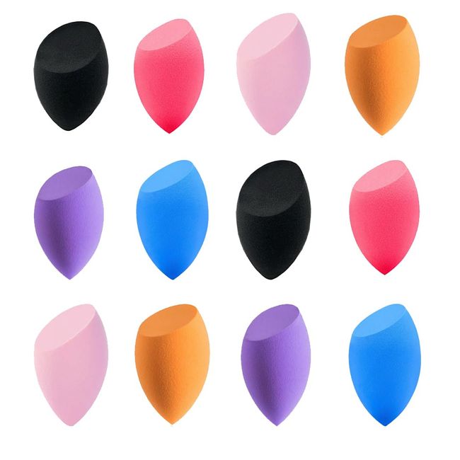 12 Stück Multicolor Make-Up Schwämme Professionelle Foundation Blending Makeup Tools Schönheit Puderquaste Weicher Gesichtsschwamm Trocken Nass Kosmetikpuder Flüssigapplikator