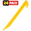 Bright Yellow 9" Durable Plastic Tent Pegs Spikes Hook 24-Pack