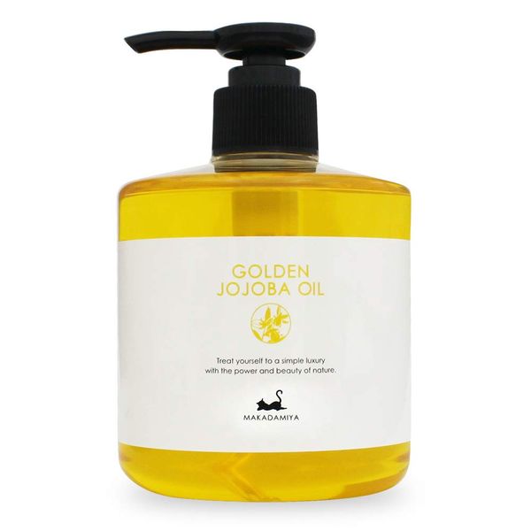 Golden Jojoba Oil 10.1 fl oz (300 ml) (with Pump) Base Oil Massage Oil (For Body Care) Makadamiya