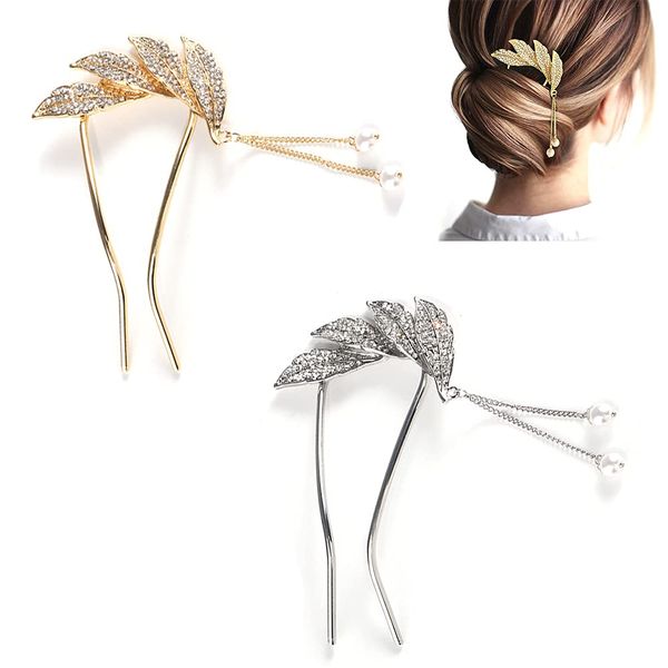 2 Pcs MGPFERD Hair Fork Pins Pan Hair Artifact Metal Tassel Hairpin Ball Head Set Hair Device Headdress Female Pearl Hair Sticks