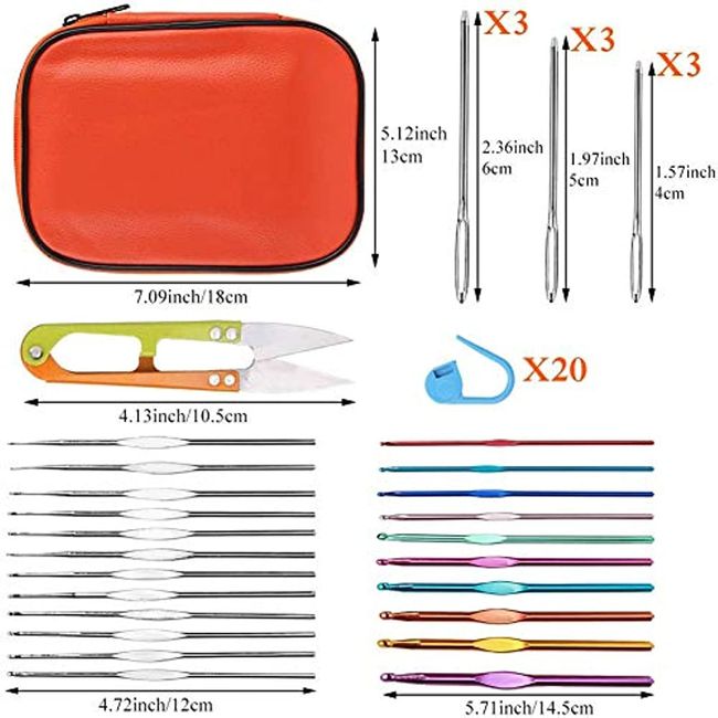 Crochet Hooks Set with Large Knitting Yarn Storage Bag - Complete Crochet  Kit with Accessories for Beginners - Knitting Hook with Case - Ergonomic