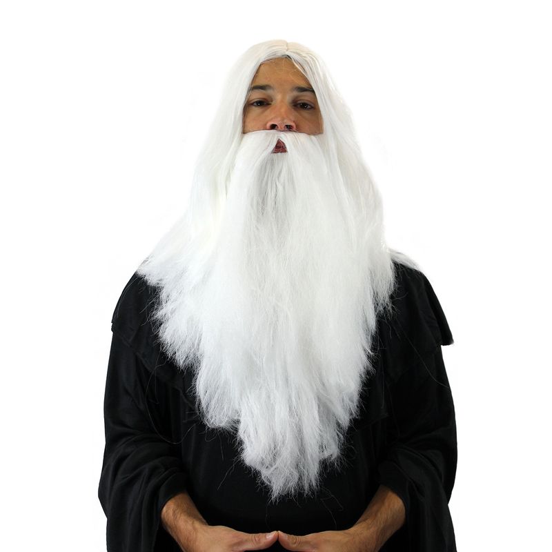 Hperu Wizard Beard Wizard Beard And Wig 1Set Long Grey Magician Wizard Costume Heat Resistant Fiber Costume Wig Santa Halloween Costumes Cosplay Accessory For Adults 6 thumbnail image
