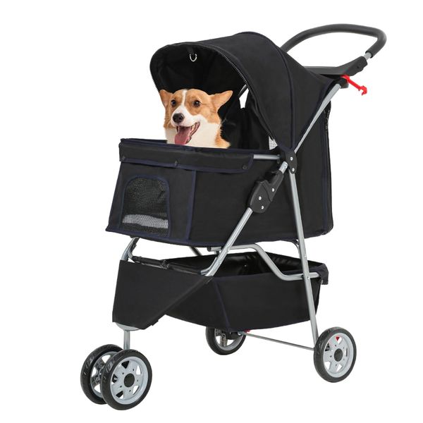 Pet Stroller Foldable Dog Stroller 3-Wheel Durable Cat Jogger Stroller for Small