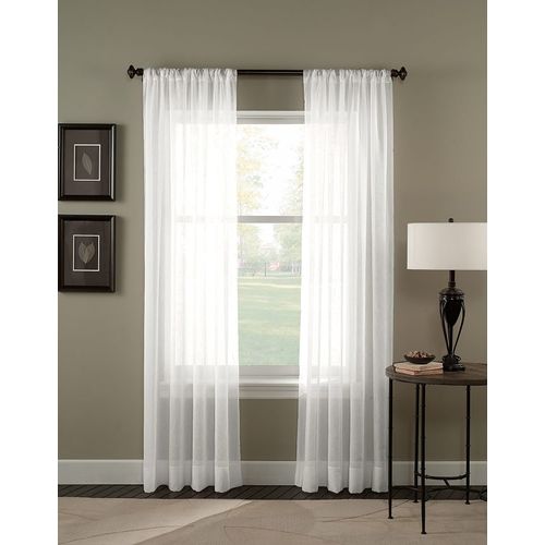 Curtainworks Trinity Crinkle Voile Sheer Curtain Panel, Winter, 144.00" x 51.00"