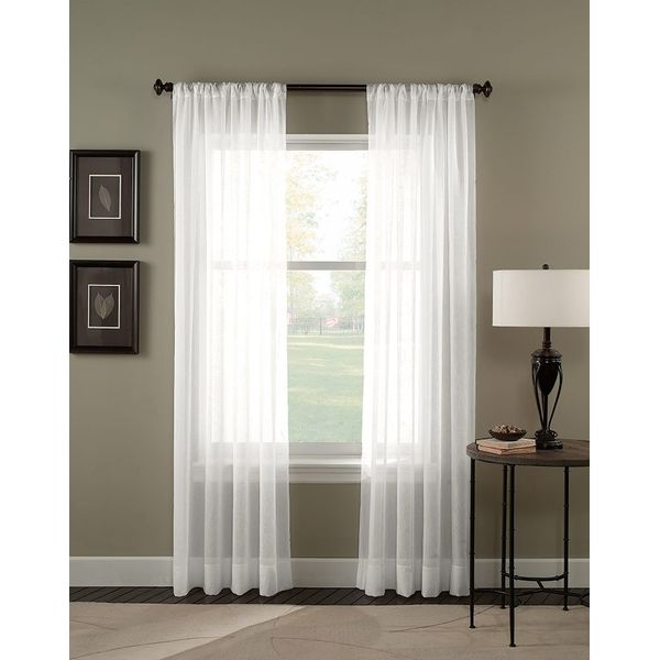 Curtainworks Trinity Crinkle Voile Sheer Curtain Panel, Winter, 144.00" x 51.00"